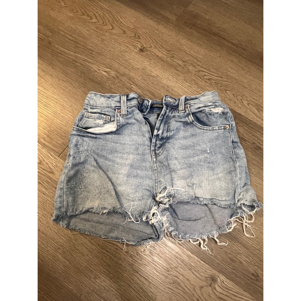 Wild Fable Light Wash Distressed Cutoff Denim Shorts Size 0 High Rise Frayed Hem